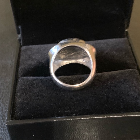 14K White Gold -Tahitian Pearl & Blue Diamond Ring - Picture 3 of 5